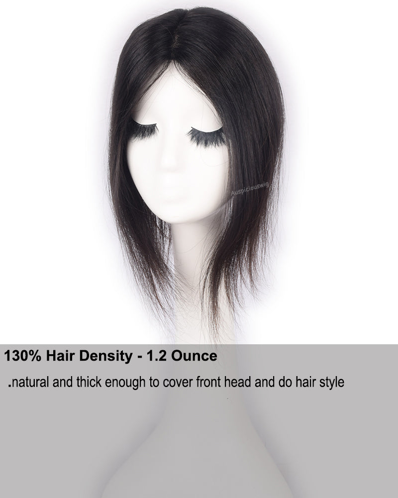 Auspiciouswig Fine Mono With PU Around Human Hair Topper for Women European Virgin Human Hair Topper