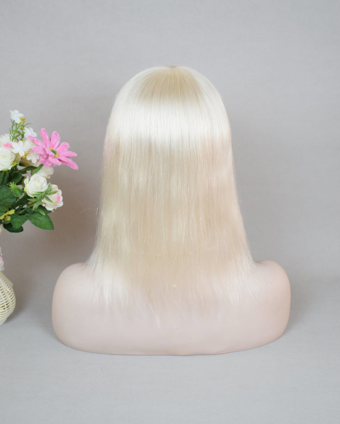 Auspiciouswig White Blonde Human Virgin Hair Topper 5x6" Mono Base Silver Blonde Human Hair Topper Hairpiece For Women Hair Volume