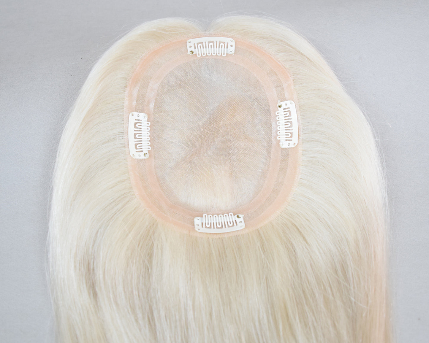 Auspiciouswig White Blonde Human Virgin Hair Topper 5x6" Mono Base Silver Blonde Human Hair Topper Hairpiece For Women Hair Volume