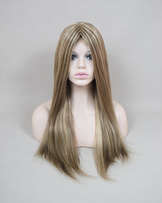 Auspiciouswig Jewish Wig Highlights Human Virgin Hair Silk Skin Top Kosher Wig Sheitel