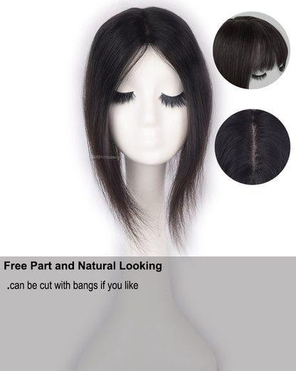 Auspiciouswig Mono Hair Topper for Women Real European Virgin Human Hair Topper Easy Wear Free Part