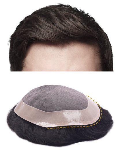 Auspiciouswig Fine Mono Human Hair Toupee Replacement Hair System for Mens Toupee