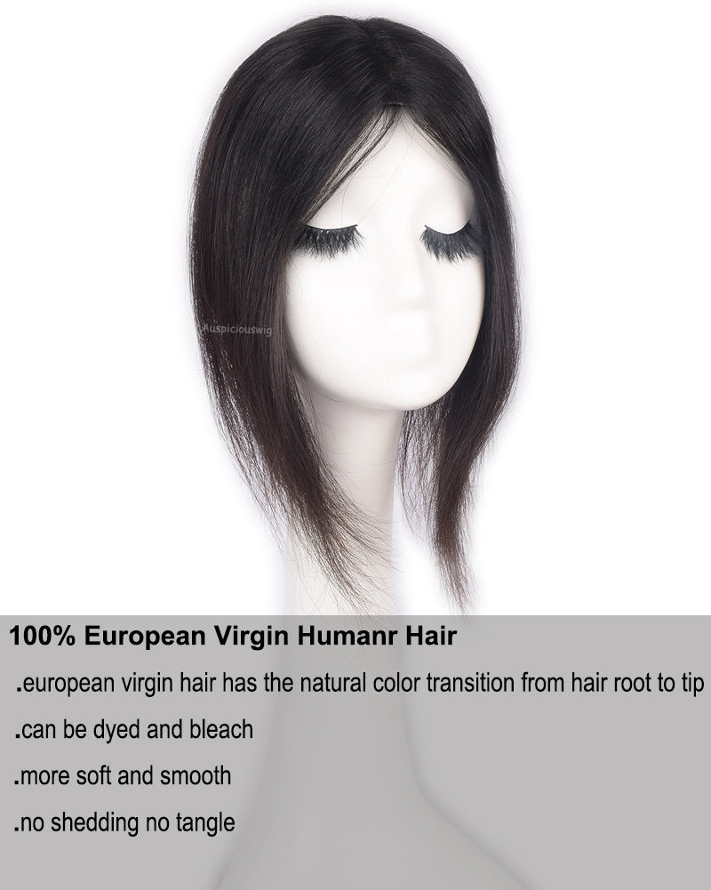 Auspiciouswig Mono Hair Topper for Women Real European Virgin Human Hair Topper Easy Wear Free Part