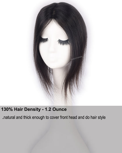 Auspiciouswig Mono Hair Topper for Women Real European Virgin Human Hair Topper Easy Wear Free Part