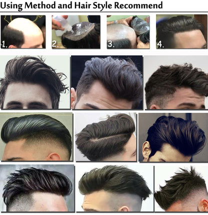 Auspiciouswig Fine Mono Human Hair Toupee Replacement Hair System for Mens Toupee