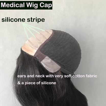 Auspiciouswig Human Hair Wig Silk Skin Top Cancer Wig Silicone PU Medical Wig