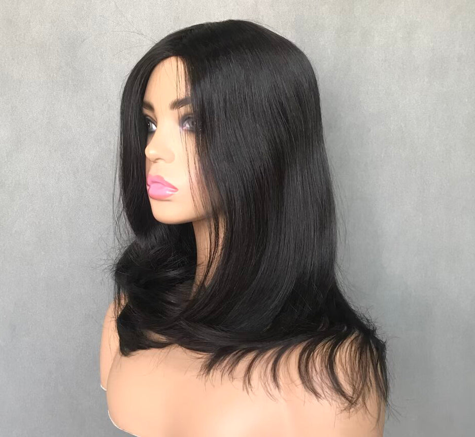 Auspiciouswig Human Hair Wig Silk Skin Top Cancer Wig Silicone PU Medical Wig