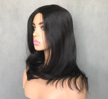 Auspiciouswig Human Hair Wig Silk Skin Top Cancer Wig Silicone PU Medical Wig