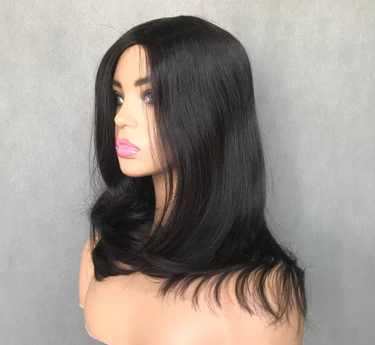 Auspiciouswig Human Hair Wig Silk Skin Top Cancer Wig Silicone PU Medical Wig