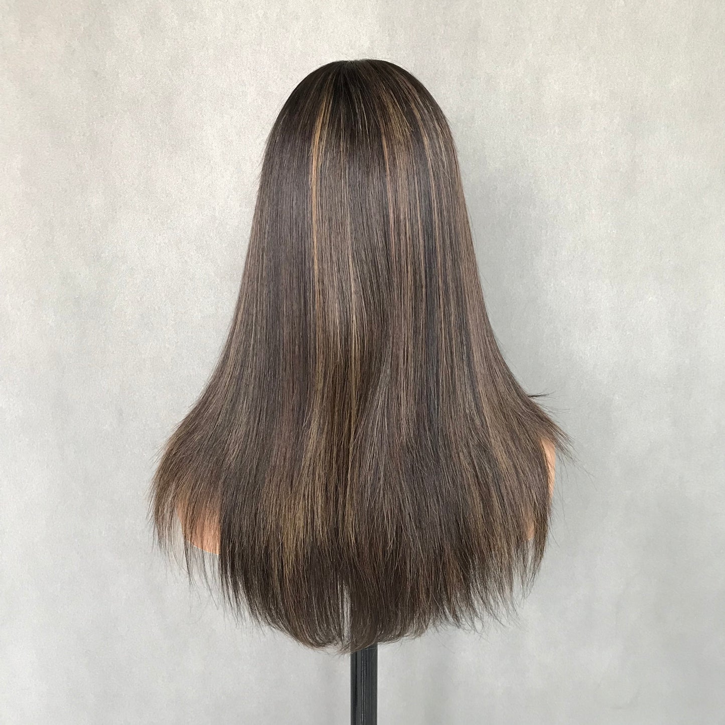 Auspiciouswig Human Hair Lace Front Kosher Sheitel Wigs Swiss Lace Top Brown Highlights Jewish Wigs