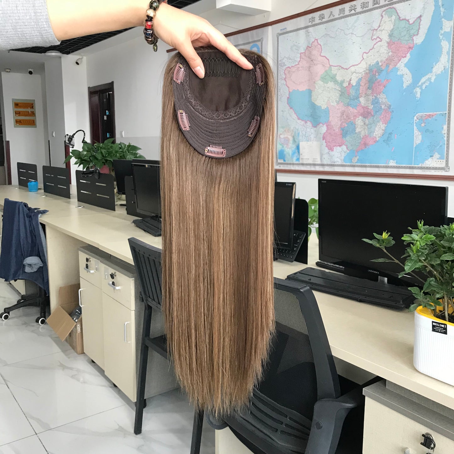 Auspiciouswig 16“ Human Virgin Hair Topper Silk Skin Top Kosher Wigs Hairpiece For Women