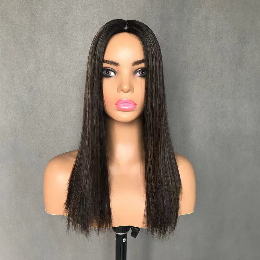 Auspiciouswig Human Virgin Hair Jewish Topper Silk Top Hairpiece Sheitel Kosher Wigs For Women