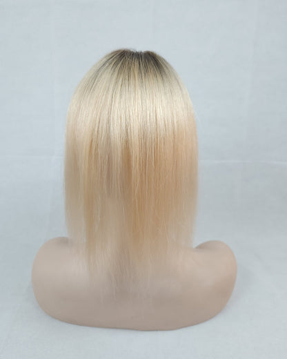 Auspiciouswig Rooted Blonde Virgin Hair Topper Silk Base PU Perimeter Hairpiece Toupee For Women