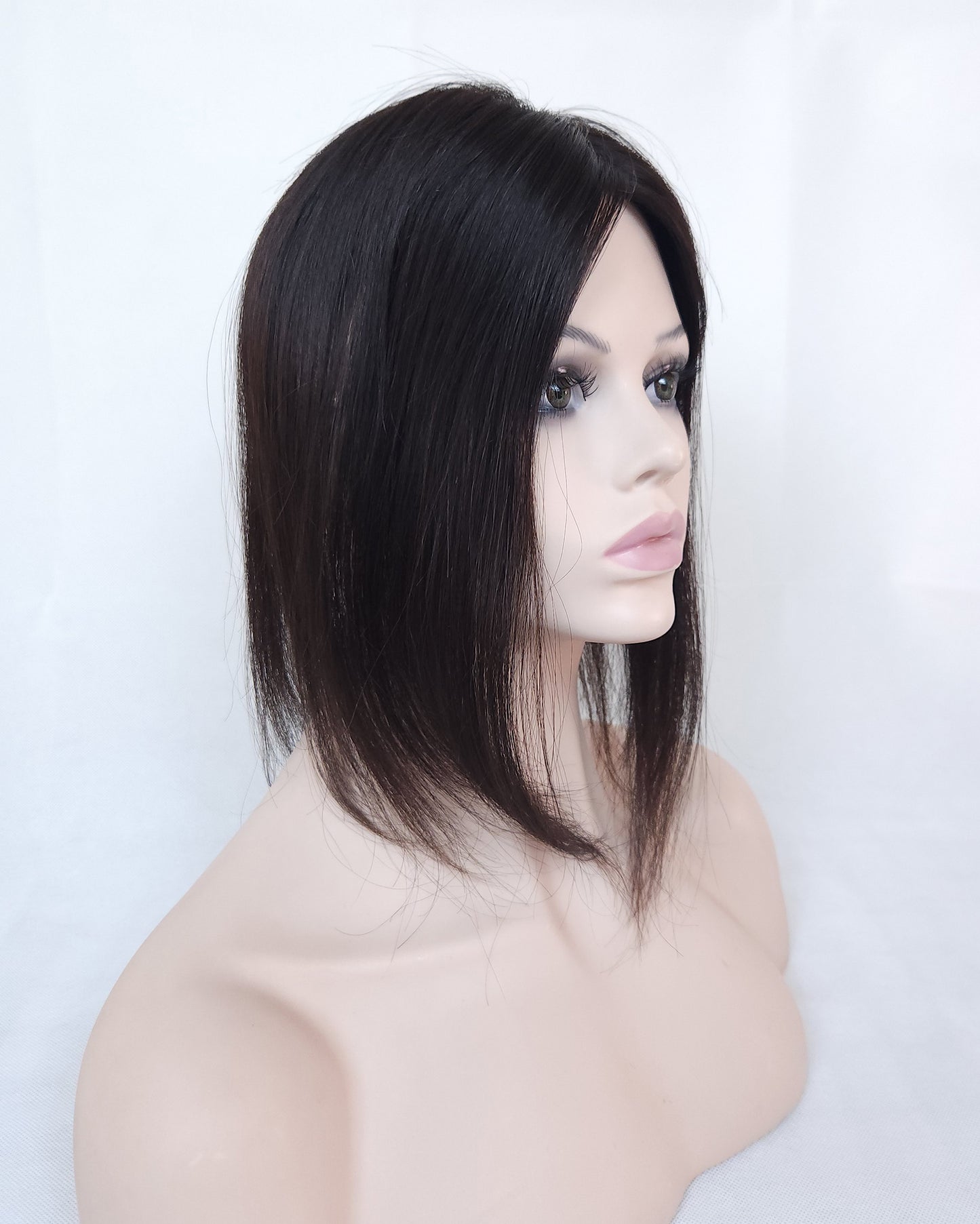 Auspiciouswig Mono Base Hair Topper Natural Black Virgin Hair Fine Mono Toupee Hairpiece For Women