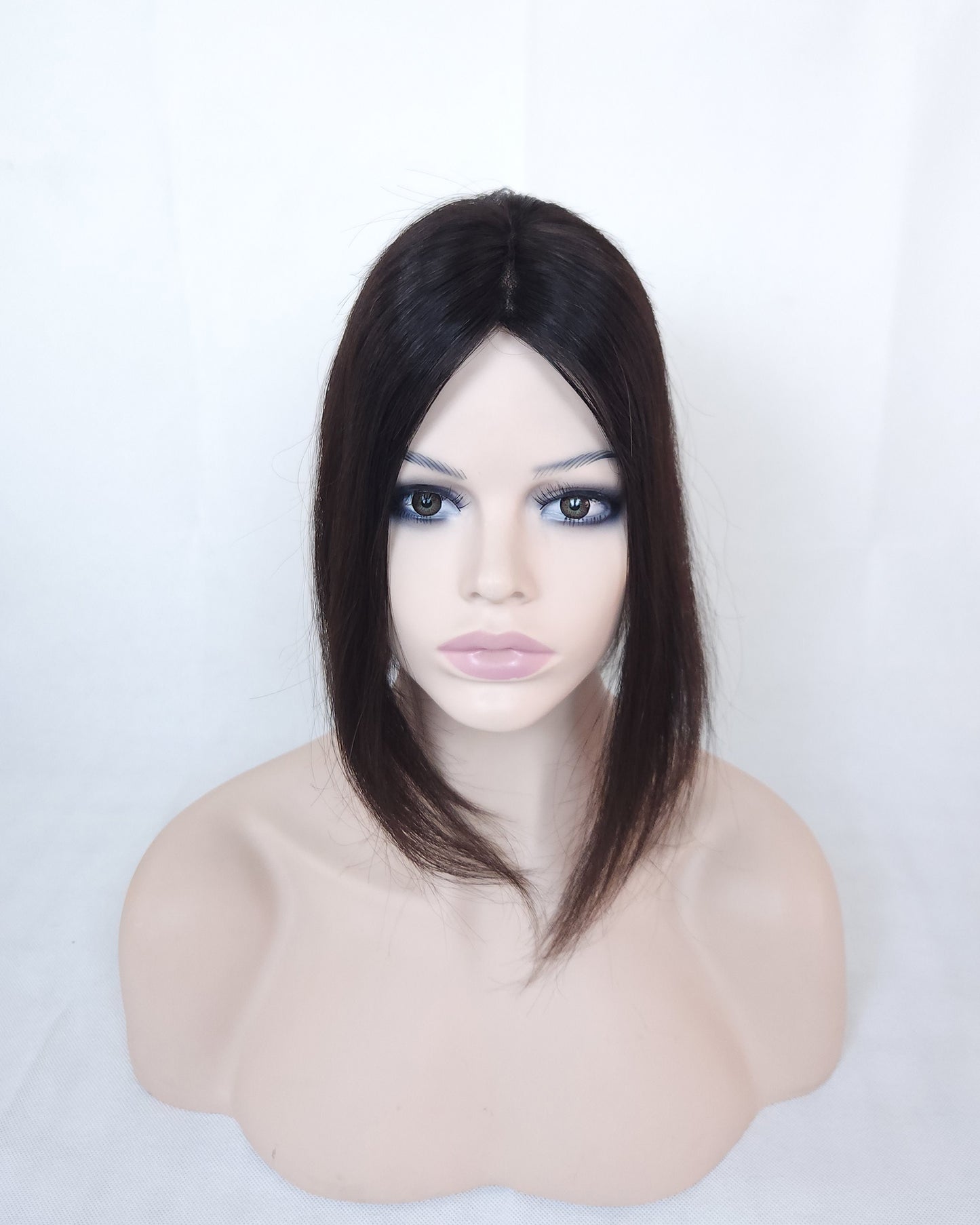 Auspiciouswig Mono Base Hair Topper Natural Black Virgin Hair Fine Mono Toupee Hairpiece For Women