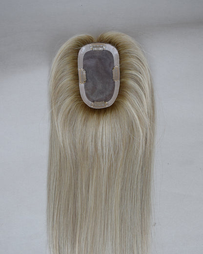 Auspiciouswig Blonde Balayage Human Virgin Hair Topper Mono Base Human Virgin Hair Topper Toupee For Women Hair Volume