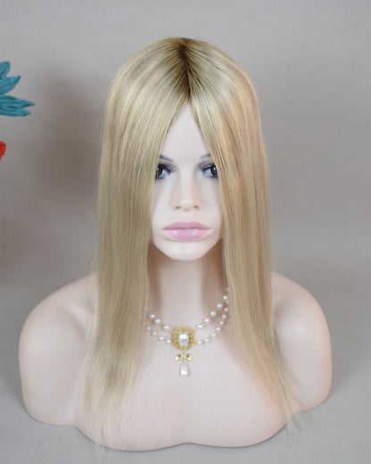 Auspiciouswig Breathable Fishnet Mesh Integration Hairsystem 14x15cm Fishnet Silk Skin Base Center Mesh Integrated Topper For Women Hair Volume