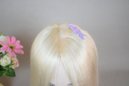 Auspiciouswig White Blonde Human Virgin Hair Topper 5x6" Mono Base Silver Blonde Human Hair Topper Hairpiece For Women Hair Volume