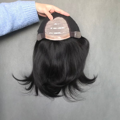 Auspiciouswig Human Hair Wig Silk Skin Top Cancer Wig Silicone PU Medical Wig