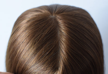 Auspiciouswig Brown Color Jewish Wig Silk Skin Top Kosher Wigs Human Virgin Hair Sheitel