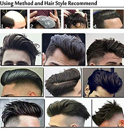 Auspiciouswig 0.04mm Thin Skin Mens Toupee Sistema di sostituzione dei capelli umani Parrucchino per uomo 