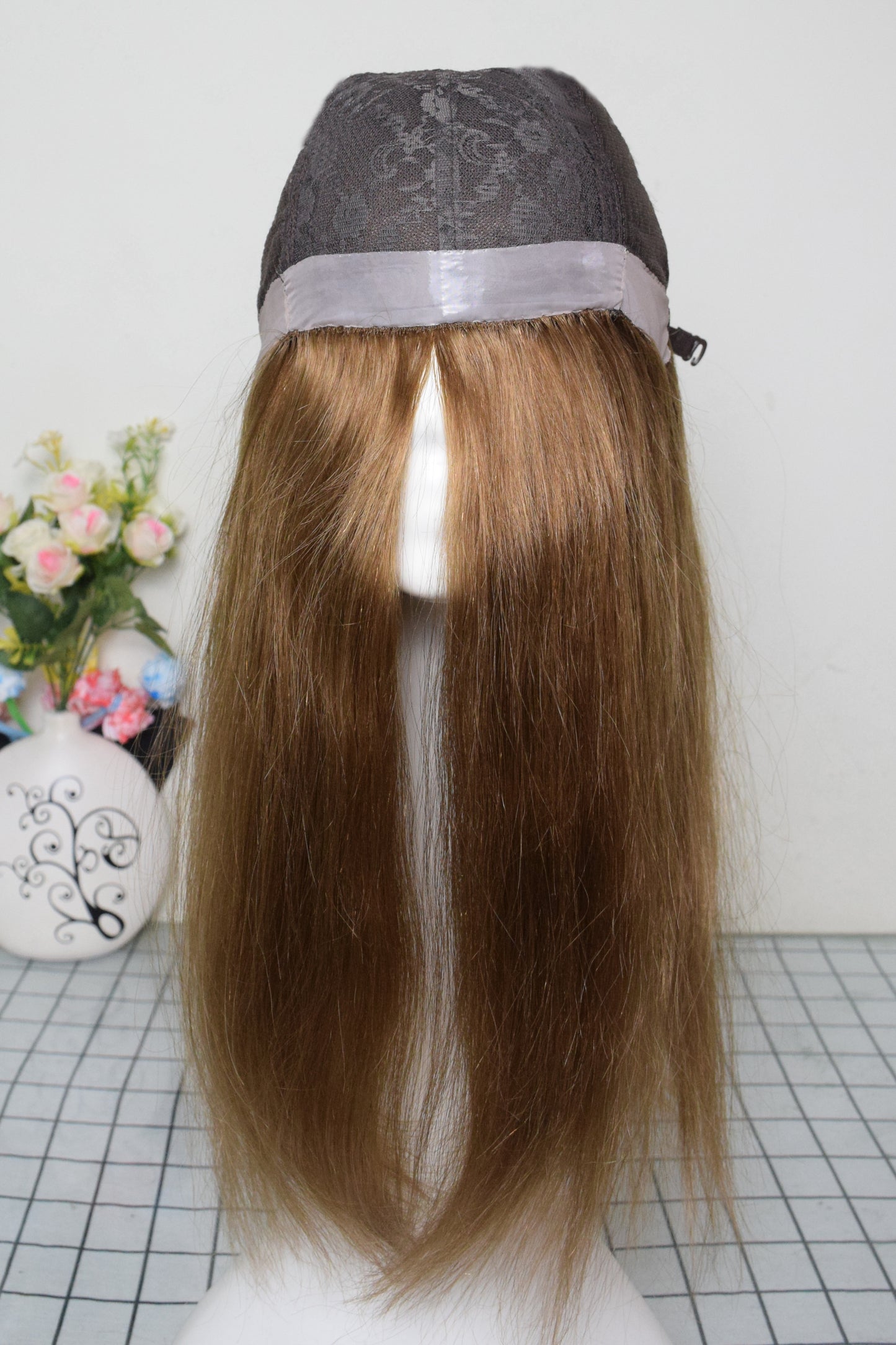 Auspiciouswig Brown Color Jewish Wig Silk Skin Top Kosher Wigs Human Virgin Hair Sheitel