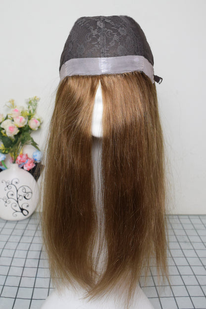 Auspiciouswig Brown Color Jewish Wig Silk Skin Top Kosher Wigs Human Virgin Hair Sheitel