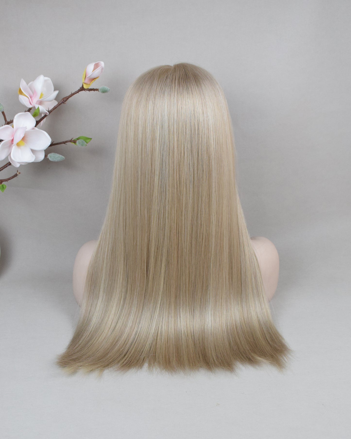 Auspiciouswig Ash Blonde European Virgin Hair Kosher Wig Swiss Lace Front Top Jewish Wigs