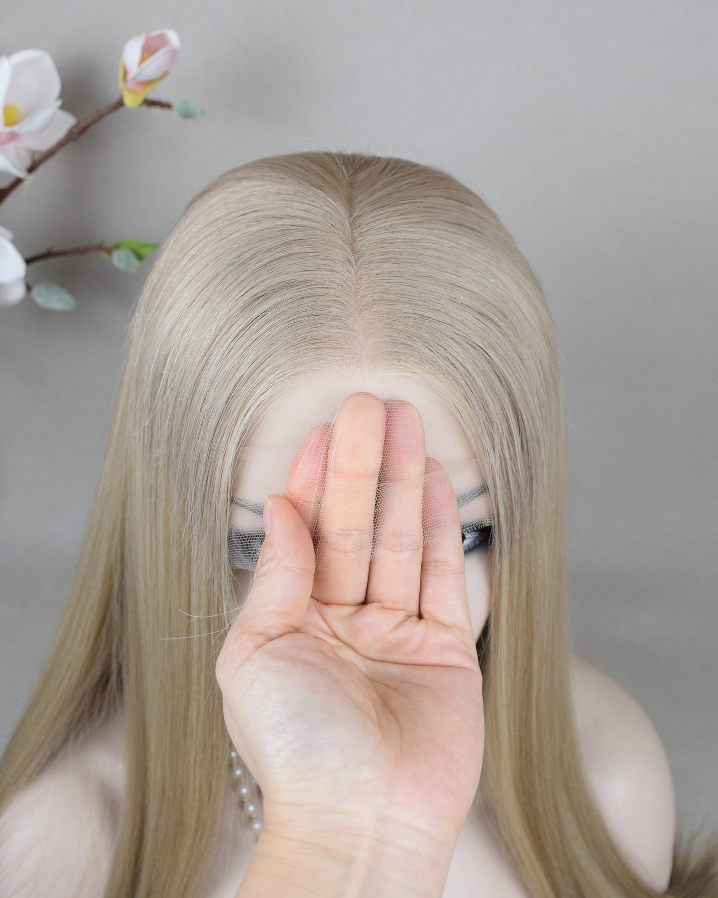 Auspiciouswig Ash Blonde European Virgin Hair Kosher Wig Swiss Lace Front Top Jewish Wigs