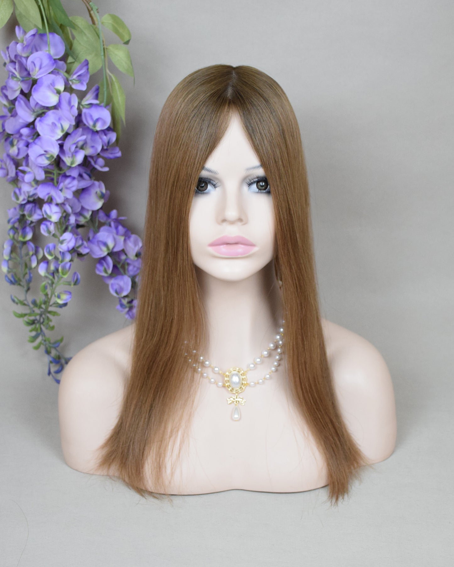 Auspiciouswig Silk Base Copper Red Human Virgin Hair Topper 3x5" Full Silk Base Ombre Rooted Hair Topper For Women For Hair Loss