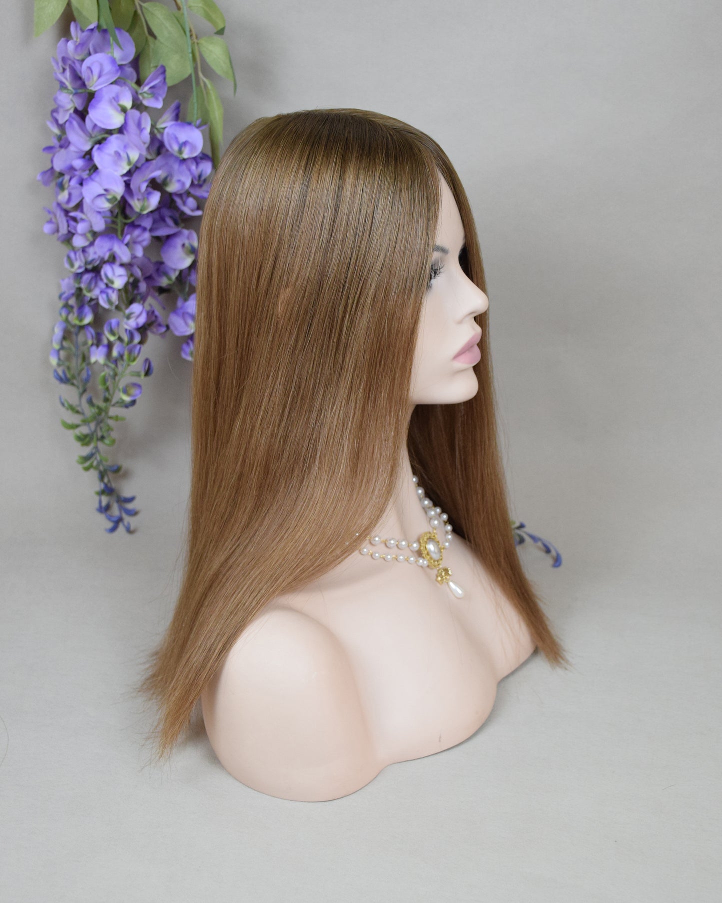 Auspiciouswig Silk Base Copper Red Human Virgin Hair Topper 3x5" Full Silk Base Ombre Rooted Hair Topper For Women For Hair Loss