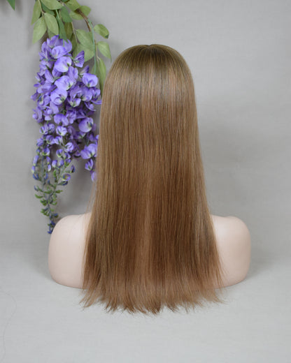 Auspiciouswig Silk Base Copper Red Human Virgin Hair Topper 3x5" Full Silk Base Ombre Rooted Hair Topper For Women For Hair Loss
