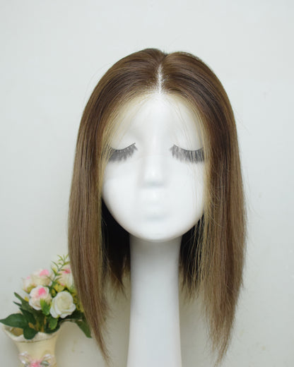 Auspiciouswig Short Jewish Wigs Human Virgin Hair Swiss Lace Sheitel Kosher Wigs