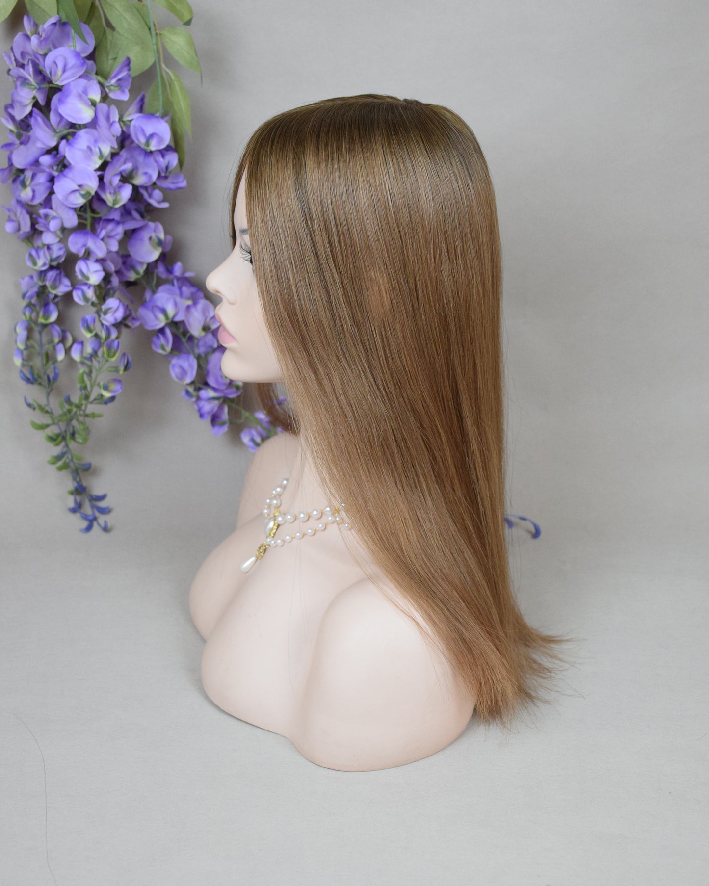 Auspiciouswig Silk Base Copper Red Human Virgin Hair Topper 3x5" Full Silk Base Ombre Rooted Hair Topper For Women For Hair Loss