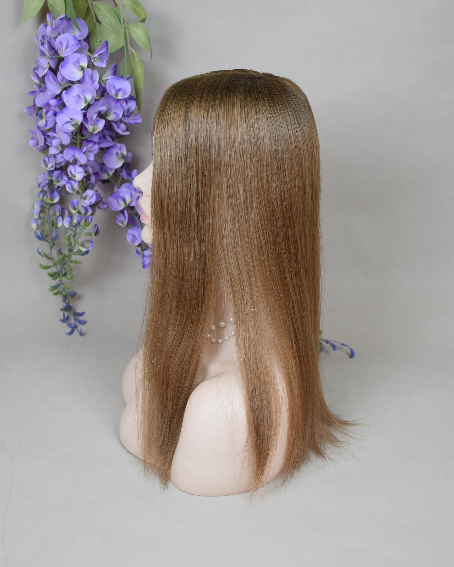 Auspiciouswig Silk Base Copper Red Human Virgin Hair Topper 3x5" Full Silk Base Ombre Rooted Hair Topper For Women For Hair Loss