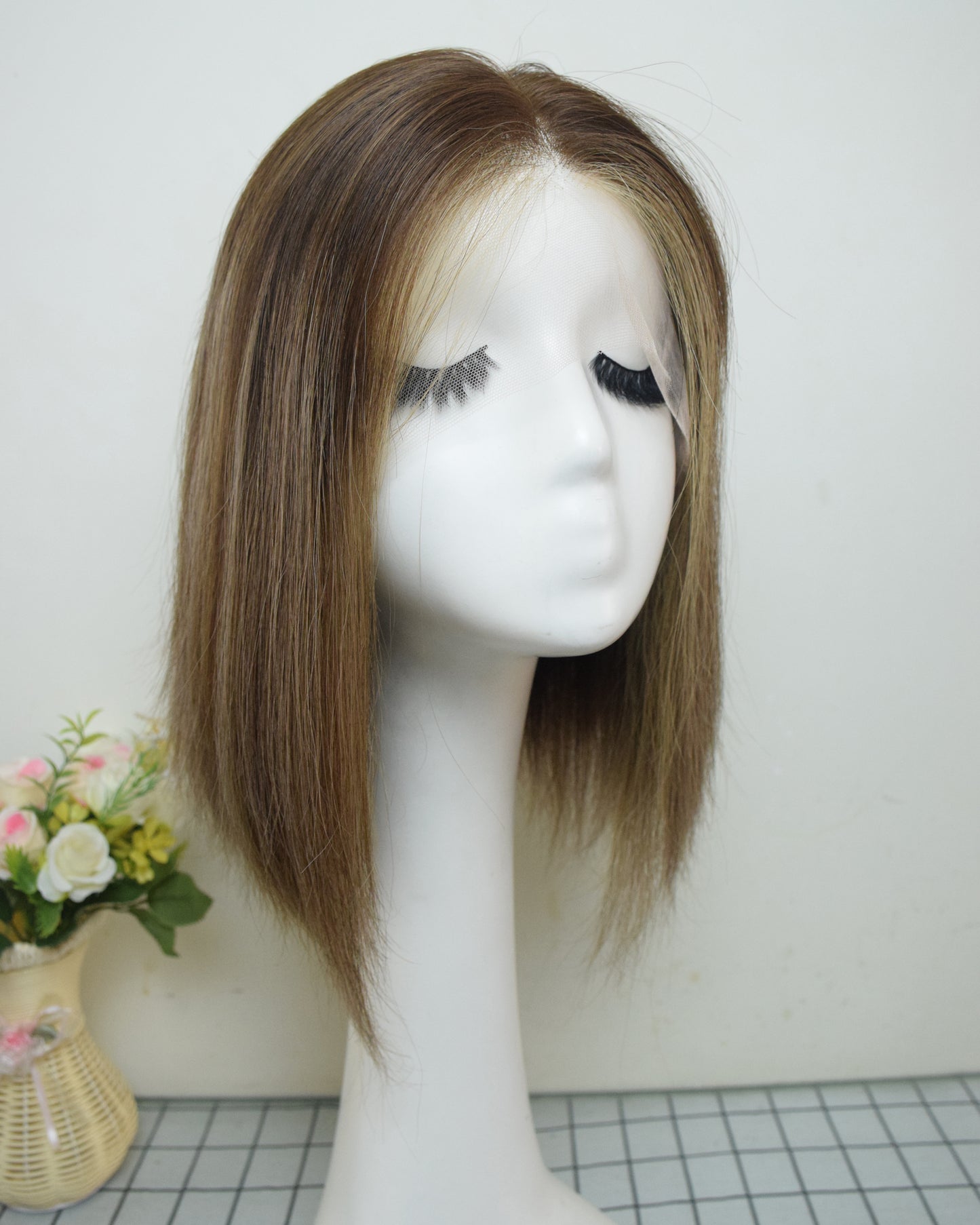 Auspiciouswig Short Jewish Wigs Human Virgin Hair Swiss Lace Sheitel Kosher Wigs