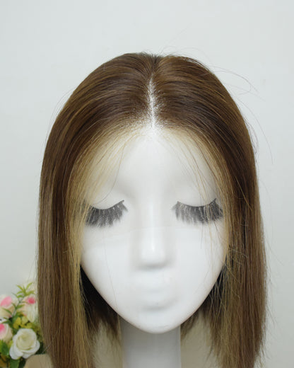 Auspiciouswig Short Jewish Wigs Human Virgin Hair Swiss Lace Sheitel Kosher Wigs