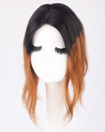 Auspiciouswig Mono-Haar-Topper, Ombre, malaysisches Echthaar, handgebunden, für Frauen