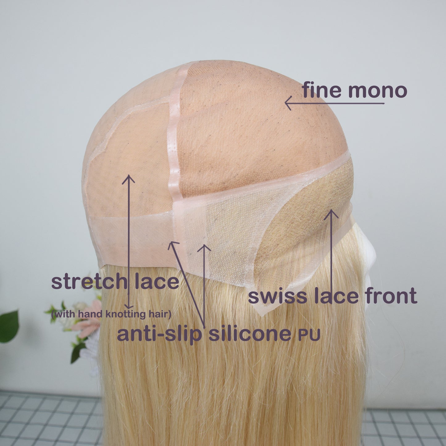 Auspiciouswig Human Virgin Hair Medical Wigs Silicone Base Fine Mono Top Cancer Wigs For Women