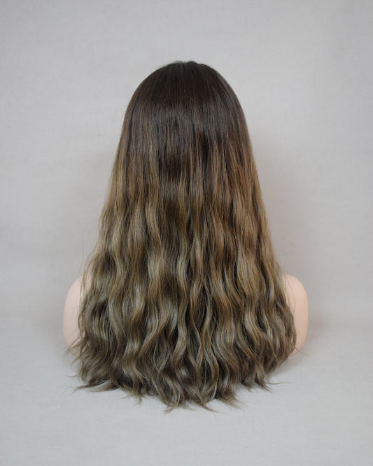 Auspiciouswig European Virgin Hair Jewish Wig Rooted Highlights Wavy Hair Kosher Wig Sheitel