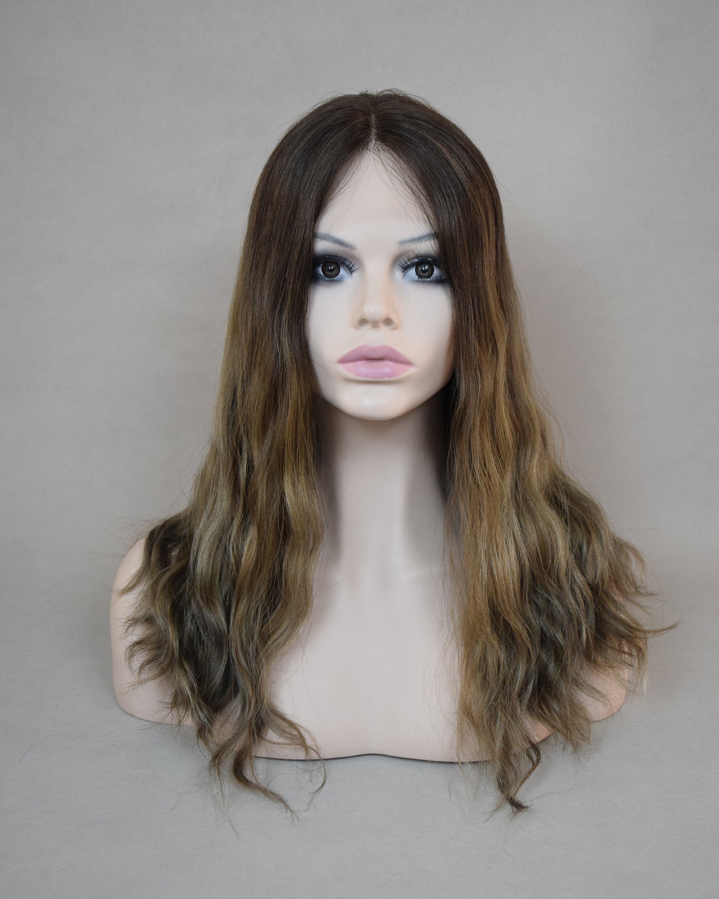 Auspiciouswig European Virgin Hair Jewish Wig Rooted Highlights Wavy Hair Kosher Wig Sheitel