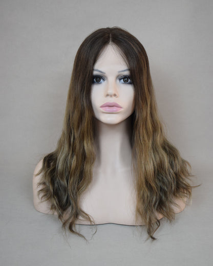 Auspiciouswig European Virgin Hair Jewish Wig Rooted Highlights Wavy Hair Kosher Wig Sheitel