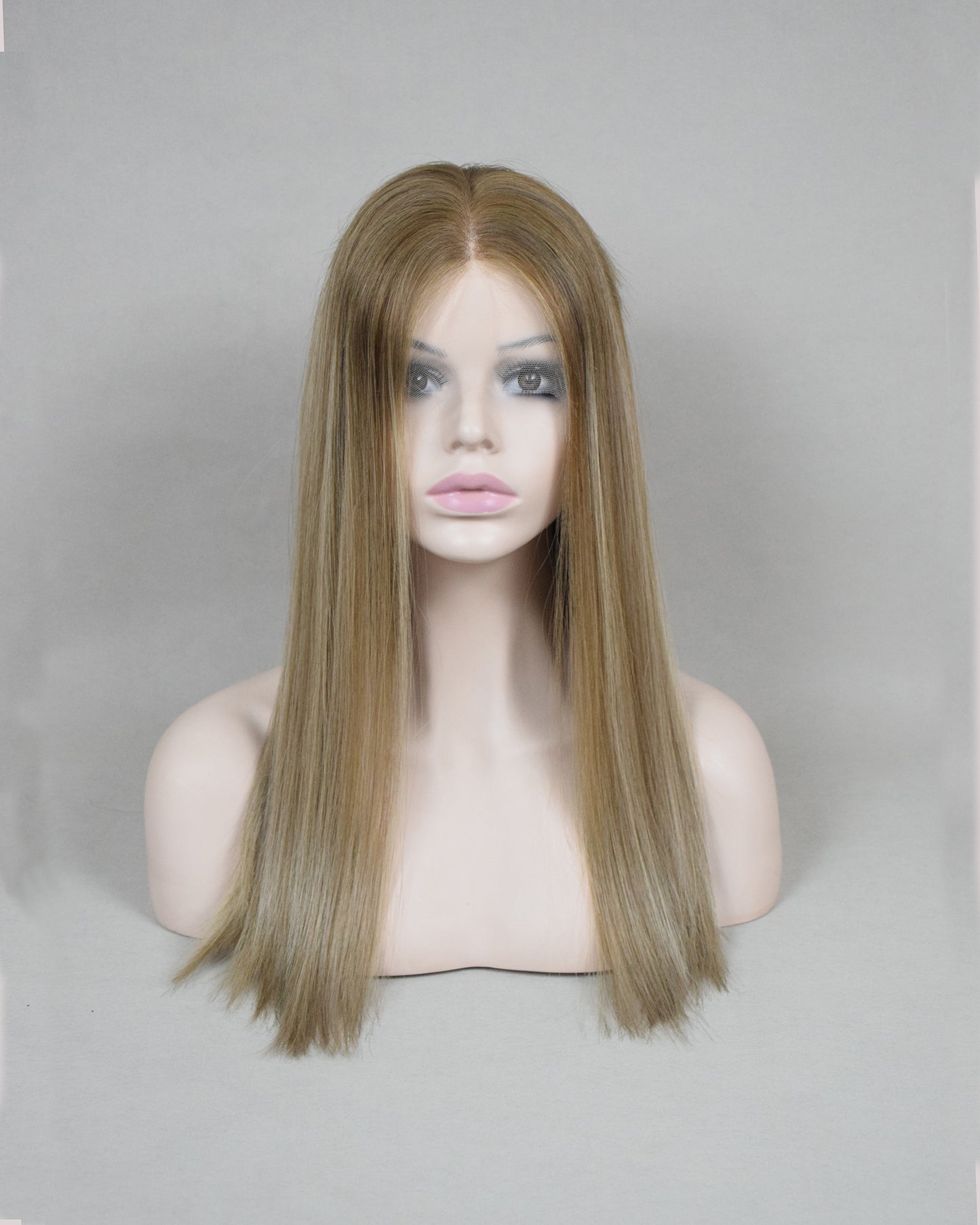 Auspiciouswig 20" Human Virgin Hair Balayage Jewish Wig Sheitel Swiss Lace Top Kosher Wig