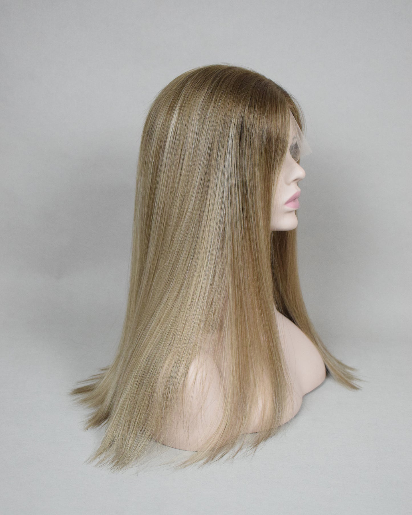Auspiciouswig 20" Human Virgin Hair Balayage Jewish Wig Sheitel Swiss Lace Top Kosher Wig