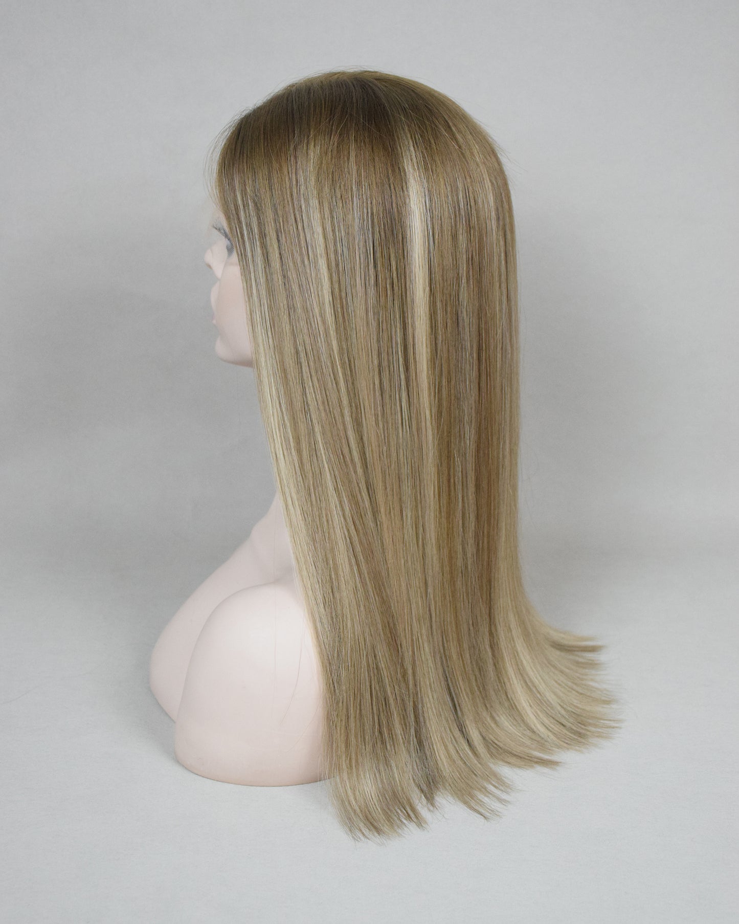 Auspiciouswig 20" Human Virgin Hair Balayage Jewish Wig Sheitel Swiss Lace Top Kosher Wig