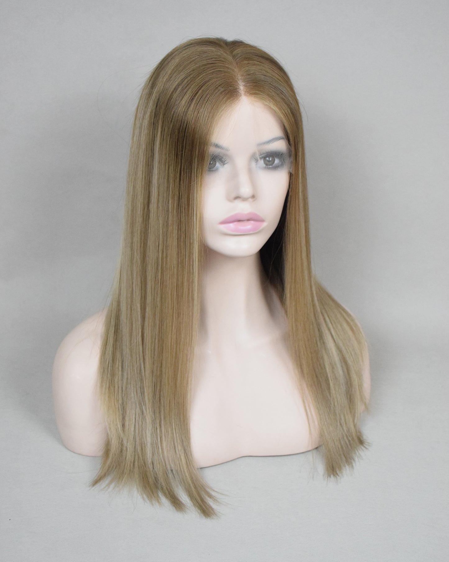Auspiciouswig 20" Human Virgin Hair Balayage Jewish Wig Sheitel Swiss Lace Top Kosher Wig