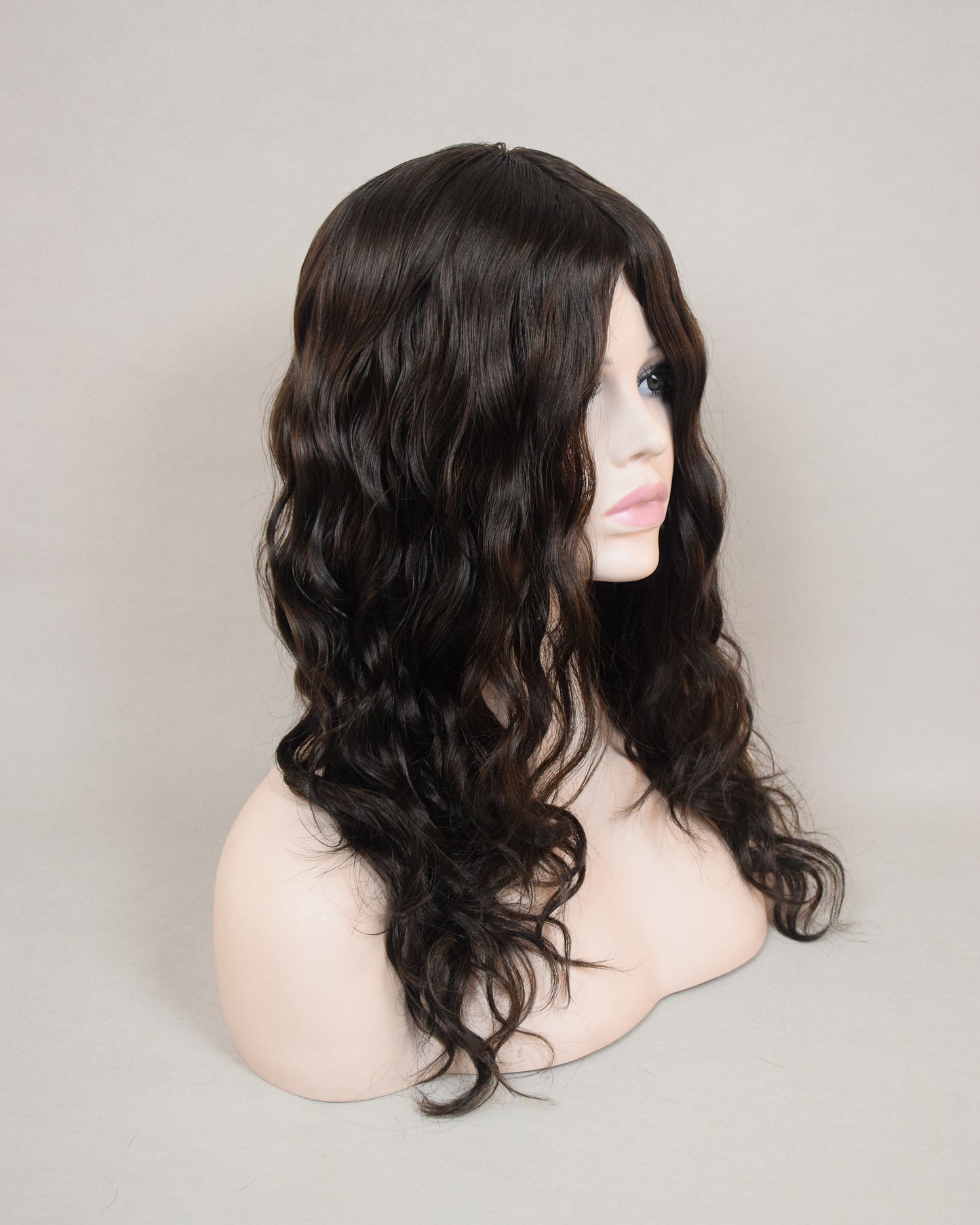 Auspiciouswig Dark Brown Wavy Human Virgin Hair Jewish Wig Silk Skin Top Kosher Wig Sheitel