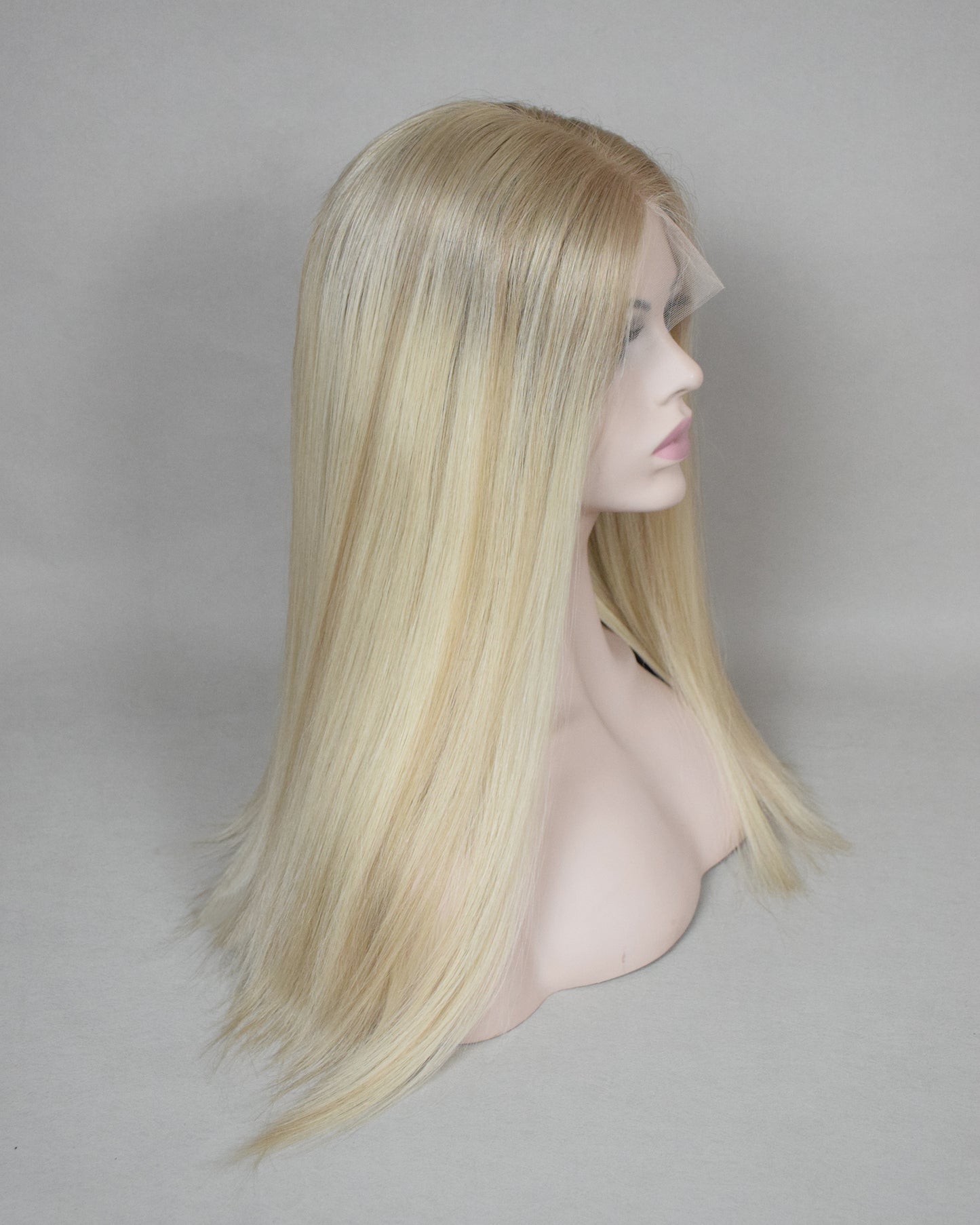 Auspiciouswig 20" Human Virgin Hair Jewish Wig Swiss Lace Top Balayage Kosher Wig Sheitel