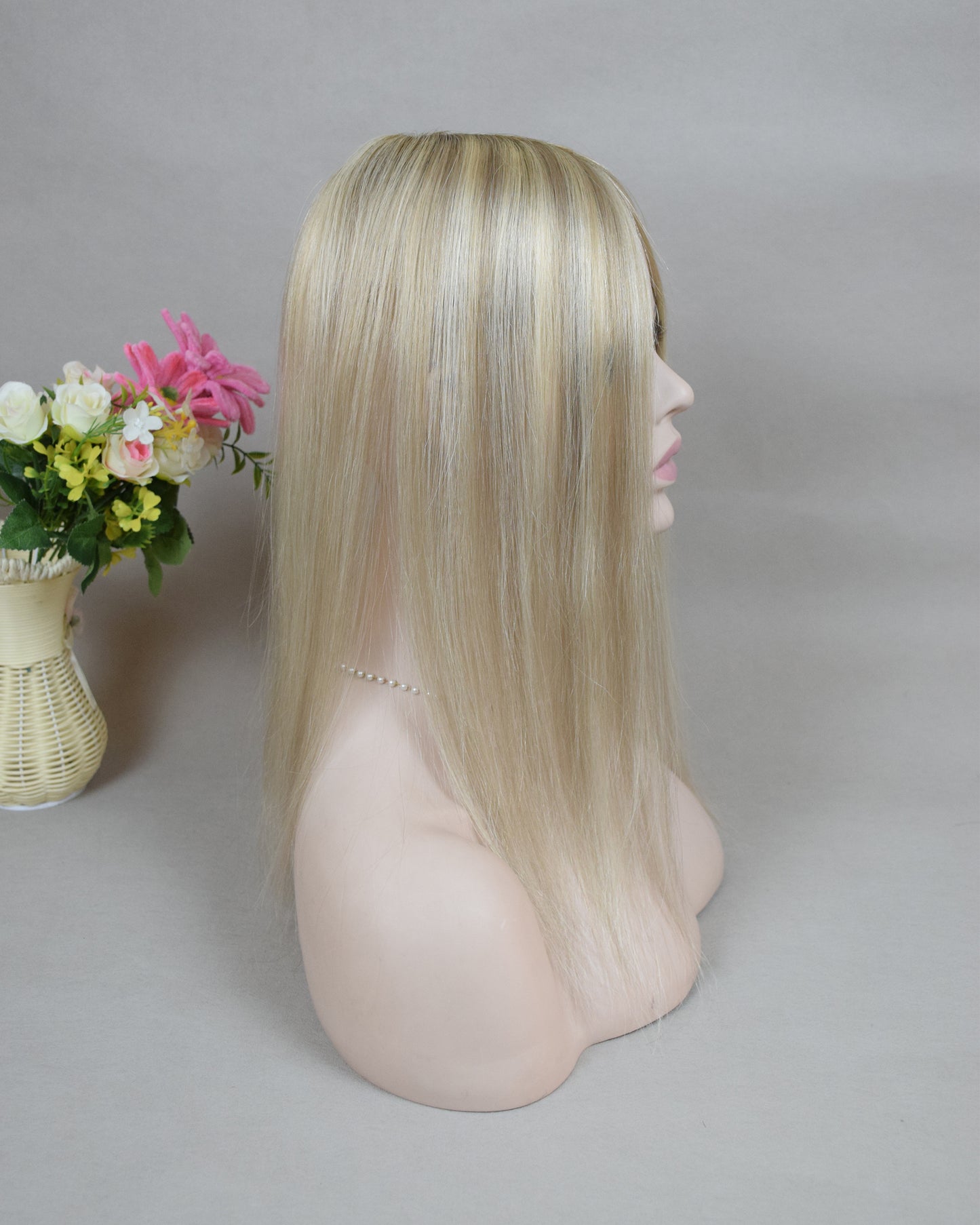 Auspiciouswig Blonde Balayage Human Virgin Hair Topper Mono Base Human Virgin Hair Topper Toupee For Women Hair Volume