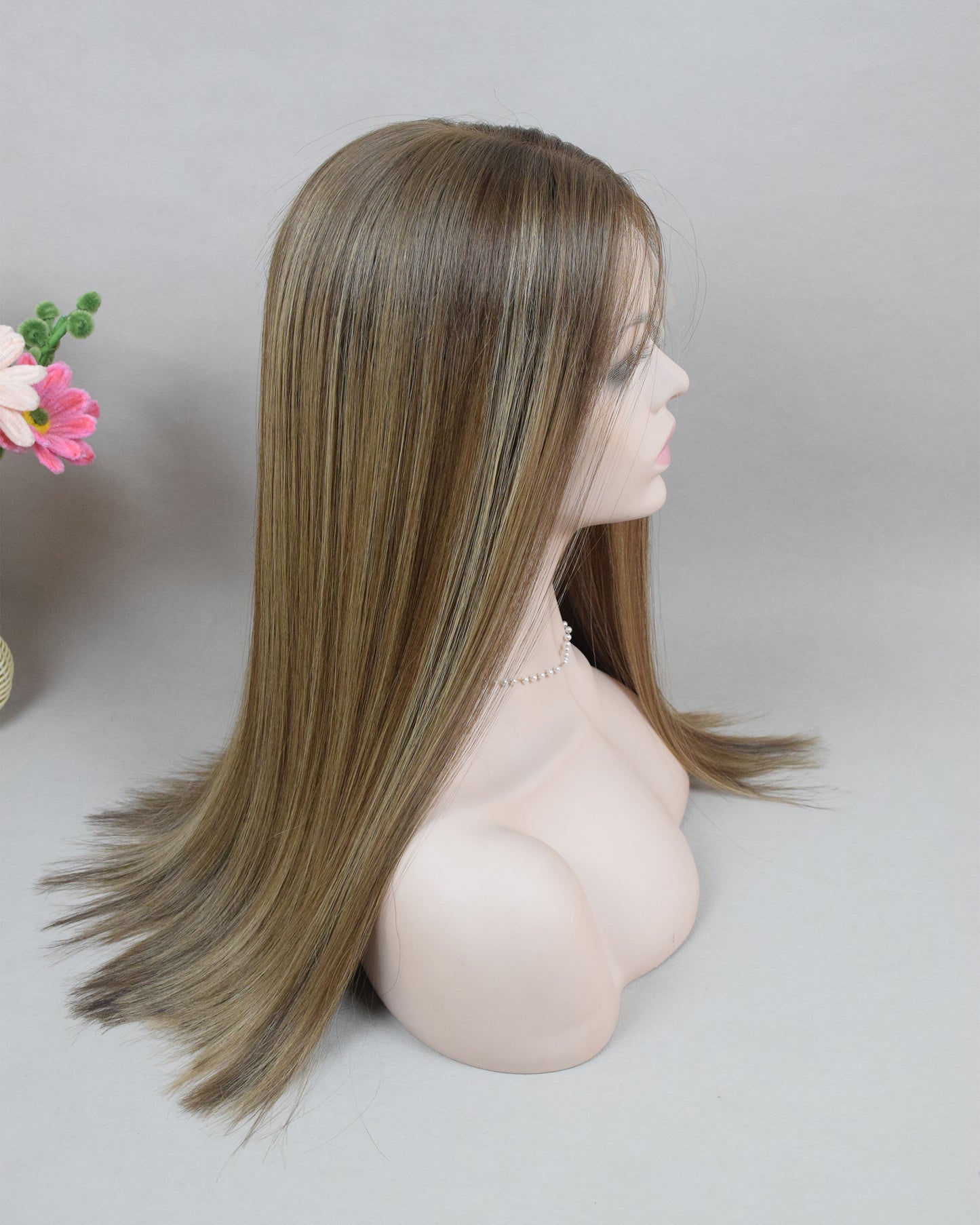 Auspiciouswig Brown Blonde European Virgin Hair Jewish Wigs Swiss Lace Front Top Kosher Wigs